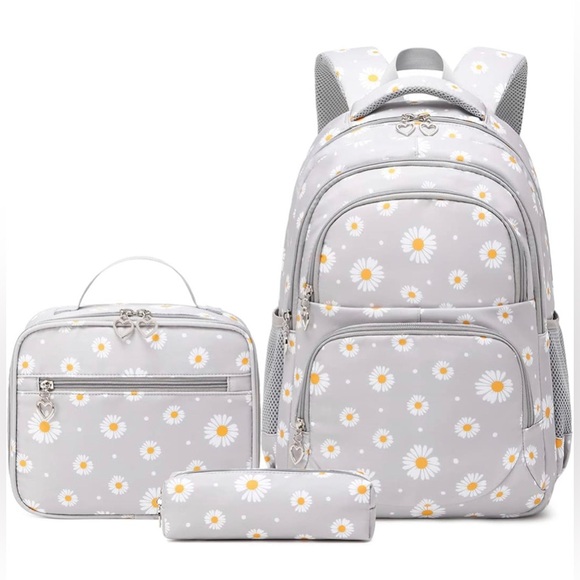 COPY - NWT 3Pcs Daisy Prints Backpack Bookbag set AVAILABLE IN GREY AND BLACK